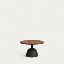 Load image into Gallery viewer, Saura coffee table with acacia top in walnut finish and black cement base Ø55x35cm