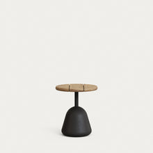 Load image into Gallery viewer, Saura black metal coffee table with natural acacia top, 45 x Ø43 cm FSC 100%