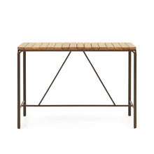 Load image into Gallery viewer, Salguer solid acacia &amp; brown steel bar table, outdoor suitable, 140 x 70 cm FSC 100%