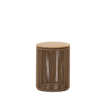 Load image into Gallery viewer, Dandara side table made of steel, beige cord and solid acacia wood, Ø40 cm FSC 100%