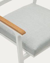 Load image into Gallery viewer, Bona stackable outdoor chair in aluminium with white finish and solid teak wood armrests - image 14