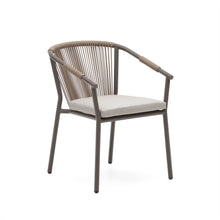 Load image into Gallery viewer, Xelida stackable outdoor chair in aluminium and brown cord
