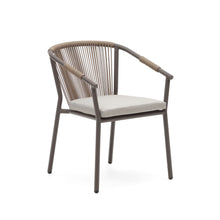 Load image into Gallery viewer, Xelida stackable outdoor chair in aluminium and brown cord - image 2