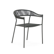 Load image into Gallery viewer, Futadera stackable outdoor chair in grey synthetic cord and grey painted steel - image 2