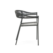 Load image into Gallery viewer, Futadera stackable outdoor chair in grey synthetic cord and grey painted steel - image 3