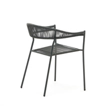 Load image into Gallery viewer, Futadera stackable outdoor chair in grey synthetic cord and grey painted steel - image 5