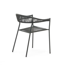 Load image into Gallery viewer, Futadera stackable outdoor chair in grey synthetic cord and grey painted steel - image 6