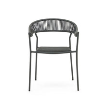 Load image into Gallery viewer, Futadera stackable outdoor chair in grey synthetic cord and grey painted steel - image 7