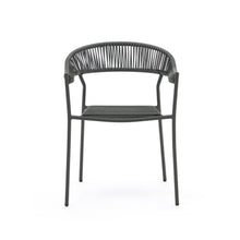 Load image into Gallery viewer, Futadera stackable outdoor chair in grey synthetic cord and grey painted steel - image 8