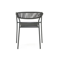 Load image into Gallery viewer, Futadera stackable outdoor chair in grey synthetic cord and grey painted steel - image 9
