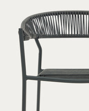 Load image into Gallery viewer, Futadera stackable outdoor chair in grey synthetic cord and grey painted steel - image 12