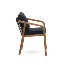 Load image into Gallery viewer, Malaret stackable chair in FSC 100% solid eucalyptus wood and black cord - image 3