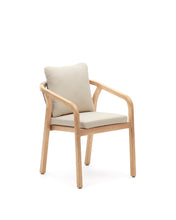 Load image into Gallery viewer, Malaret stackable chair in FSC 100% solid eucalyptus wood and beige cord