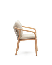 Load image into Gallery viewer, Malaret stackable chair in FSC 100% solid eucalyptus wood and beige cord - image 2
