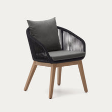 Load image into Gallery viewer, Portalo chair in black cord with solid acacia wood legs