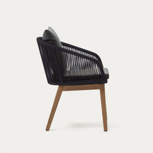 Load image into Gallery viewer, Portalo chair in black cord with solid acacia wood legs - image 3