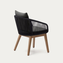 Load image into Gallery viewer, Portalo chair in black cord with solid acacia wood legs - image 5