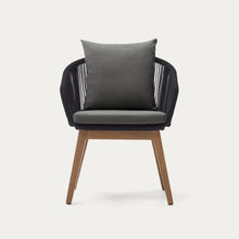 Load image into Gallery viewer, Portalo chair in black cord with solid acacia wood legs - image 7
