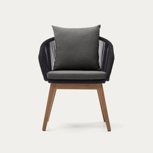 Load image into Gallery viewer, Portalo chair in black cord with solid acacia wood legs - image 8