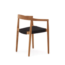 Load image into Gallery viewer, Ydalia stackable outdoor chair in solid teak wood with natural finish and black rope - image 6