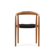 Load image into Gallery viewer, Ydalia stackable outdoor chair in solid teak wood with natural finish and black rope - image 8