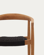 Load image into Gallery viewer, Ydalia stackable outdoor chair in solid teak wood with natural finish and black rope - image 14