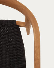 Load image into Gallery viewer, Ydalia stackable outdoor chair in solid teak wood with natural finish and black rope - image 15
