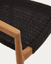 Load image into Gallery viewer, Ydalia stackable outdoor chair in solid teak wood with natural finish and black rope - image 17