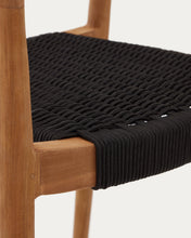Load image into Gallery viewer, Ydalia stackable outdoor chair in solid teak wood with natural finish and black rope - image 18