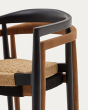 Load image into Gallery viewer, Ydalia stackable outdoor chair in solid teak wood with natural finish and black rope - image 19