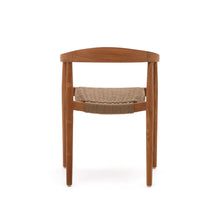 Load image into Gallery viewer, Ydalia stackable outdoor chair in solid teak wood with natural finish and beige rope - image 10
