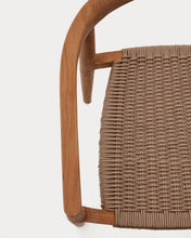 Load image into Gallery viewer, Ydalia stackable outdoor chair in solid teak wood with natural finish and beige rope - image 13