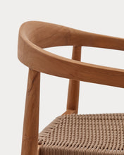 Load image into Gallery viewer, Ydalia stackable outdoor chair in solid teak wood with natural finish and beige rope - image 14