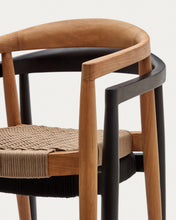 Load image into Gallery viewer, Ydalia stackable outdoor chair in solid teak wood with natural finish and beige rope - image 15