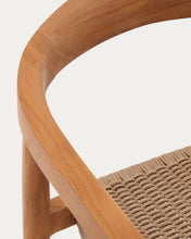 Load image into Gallery viewer, Ydalia stackable outdoor chair in solid teak wood with natural finish and beige rope - image 16