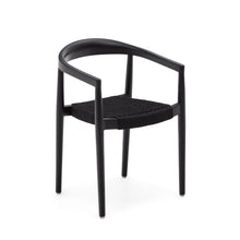 Load image into Gallery viewer, Ydalia stackable outdoor chair in solid teak wood with black finish and black rope - image 2