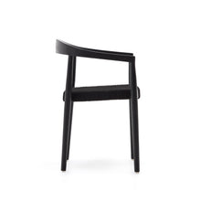 Load image into Gallery viewer, Ydalia stackable outdoor chair in solid teak wood with black finish and black rope - image 4