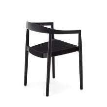 Load image into Gallery viewer, Ydalia stackable outdoor chair in solid teak wood with black finish and black rope - image 6