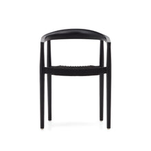 Load image into Gallery viewer, Ydalia stackable outdoor chair in solid teak wood with black finish and black rope - image 7