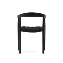 Load image into Gallery viewer, Ydalia stackable outdoor chair in solid teak wood with black finish and black rope - image 10