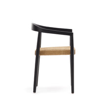 Load image into Gallery viewer, Ydalia stackable outdoor chair in solid teak wood with black finish and synthetic rattan rope - image 4