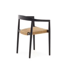 Load image into Gallery viewer, Ydalia stackable outdoor chair in solid teak wood with black finish and synthetic rattan rope - image 5