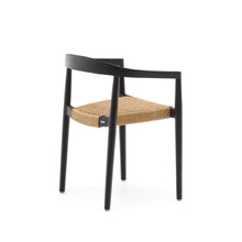 Load image into Gallery viewer, Ydalia stackable outdoor chair in solid teak wood with black finish and synthetic rattan rope - image 6