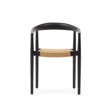 Load image into Gallery viewer, Ydalia stackable outdoor chair in solid teak wood with black finish and synthetic rattan rope - image 7
