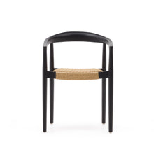 Load image into Gallery viewer, Ydalia stackable outdoor chair in solid teak wood with black finish and synthetic rattan rope - image 8