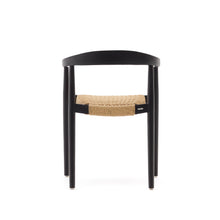 Load image into Gallery viewer, Ydalia stackable outdoor chair in solid teak wood with black finish and synthetic rattan rope - image 9