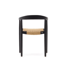 Load image into Gallery viewer, Ydalia stackable outdoor chair in solid teak wood with black finish and synthetic rattan rope - image 10