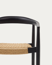 Load image into Gallery viewer, Ydalia stackable outdoor chair in solid teak wood with black finish and synthetic rattan rope - image 13