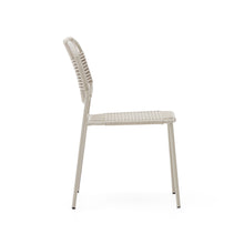 Load image into Gallery viewer, Talaier stackable outdoor chair in synthetic rope and galvanised steel with beige finish - image 4