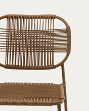 Load image into Gallery viewer, Talaier stackable outdoor chair in synthetic rope and galvanised steel with brown finish - image 11